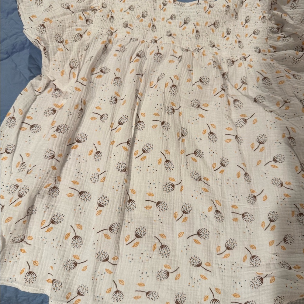 LuLaRoe White Dress with Yellow and Brown Accents